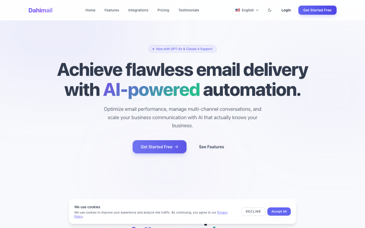 Dahimail homepage screenshot