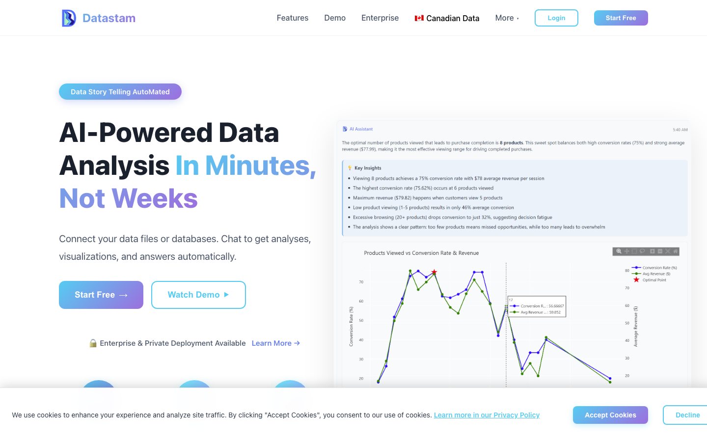 Datastam homepage screenshot