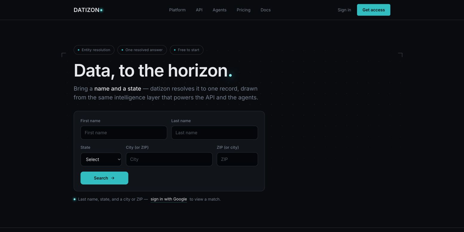 Datizon homepage screenshot