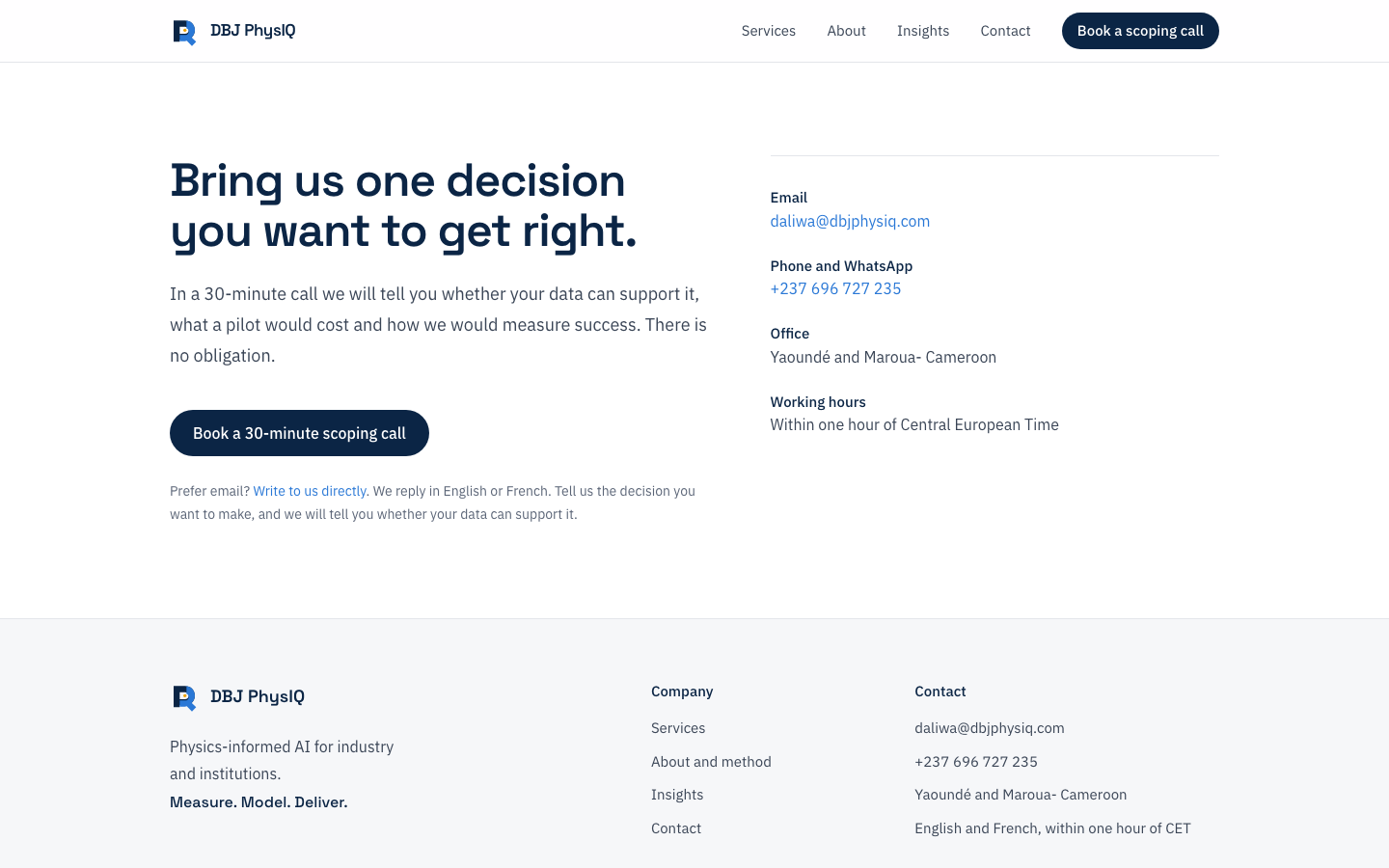 DBJ PhysIQ homepage screenshot