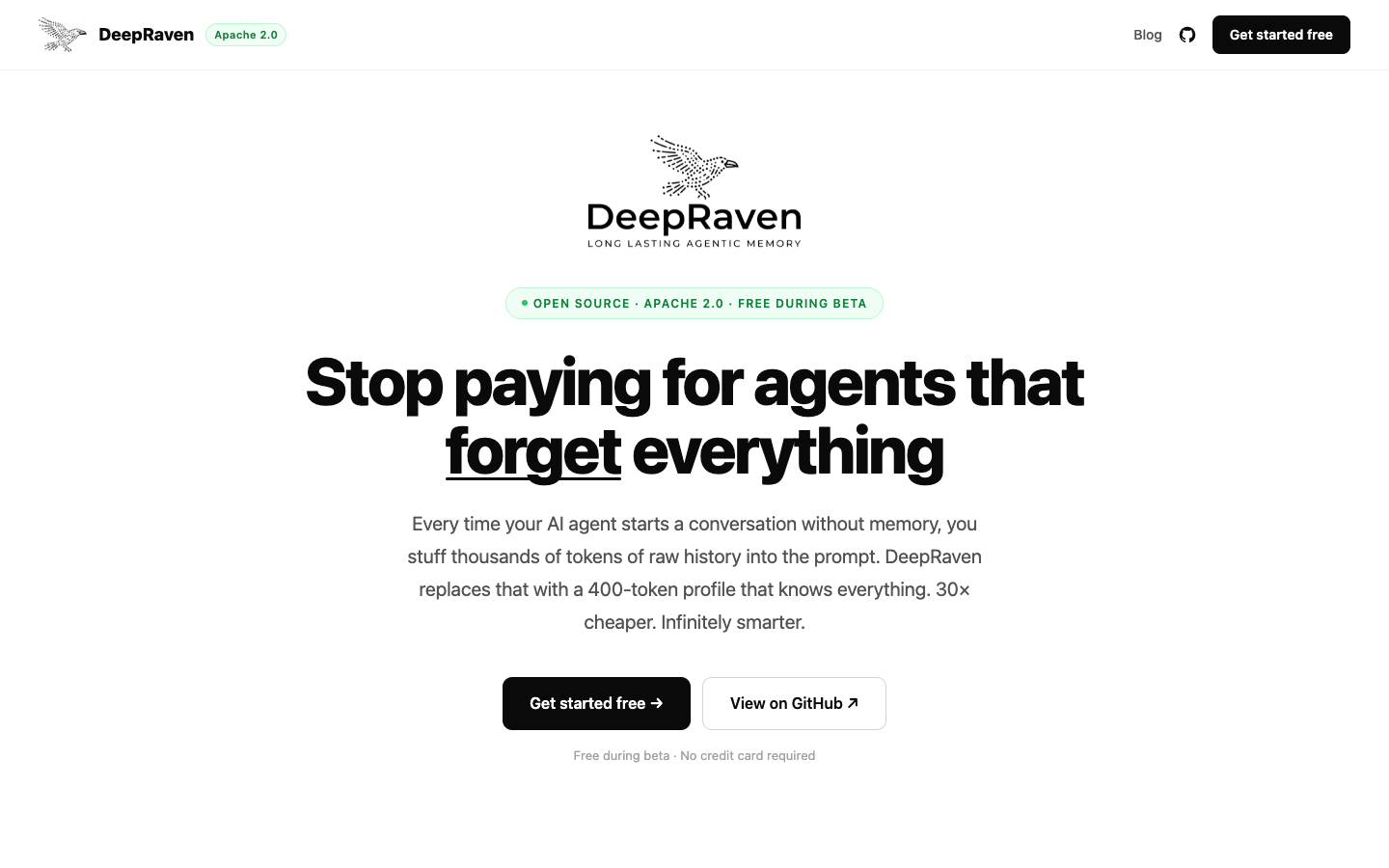 DeepRaven homepage screenshot