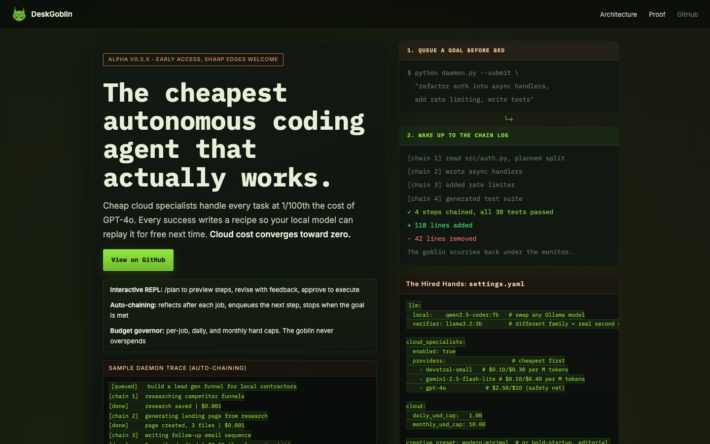 DeskGoblin homepage screenshot