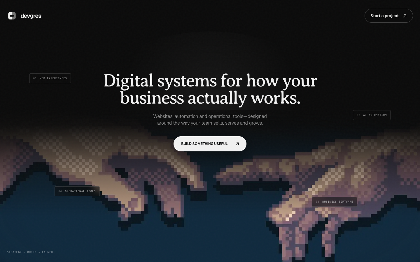 Devgres homepage screenshot