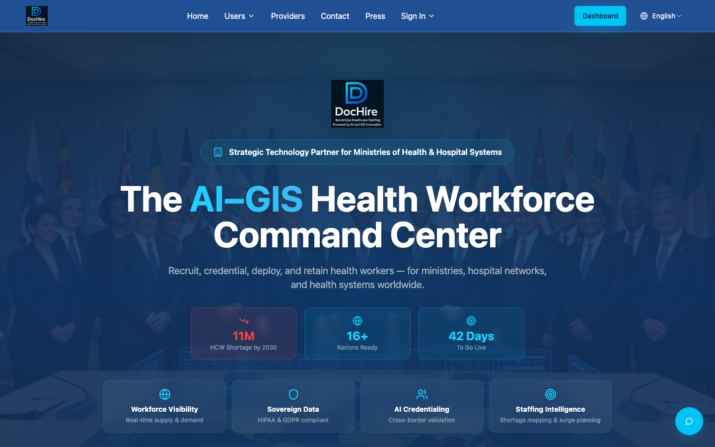 DocHire homepage screenshot