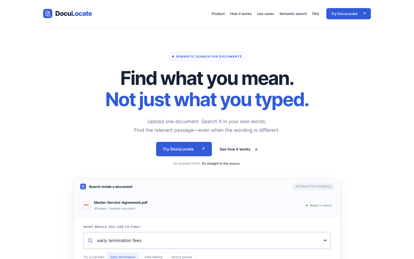 DocuLocate homepage screenshot