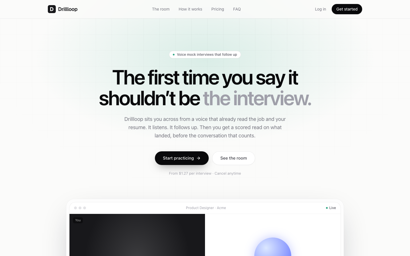 Drillloop homepage screenshot