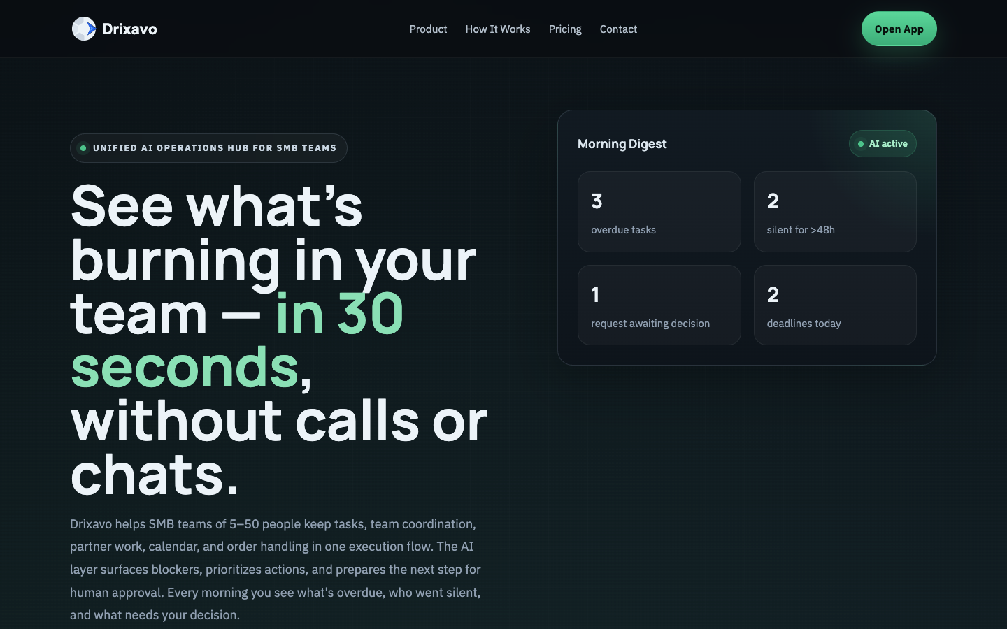 Drixavo homepage screenshot