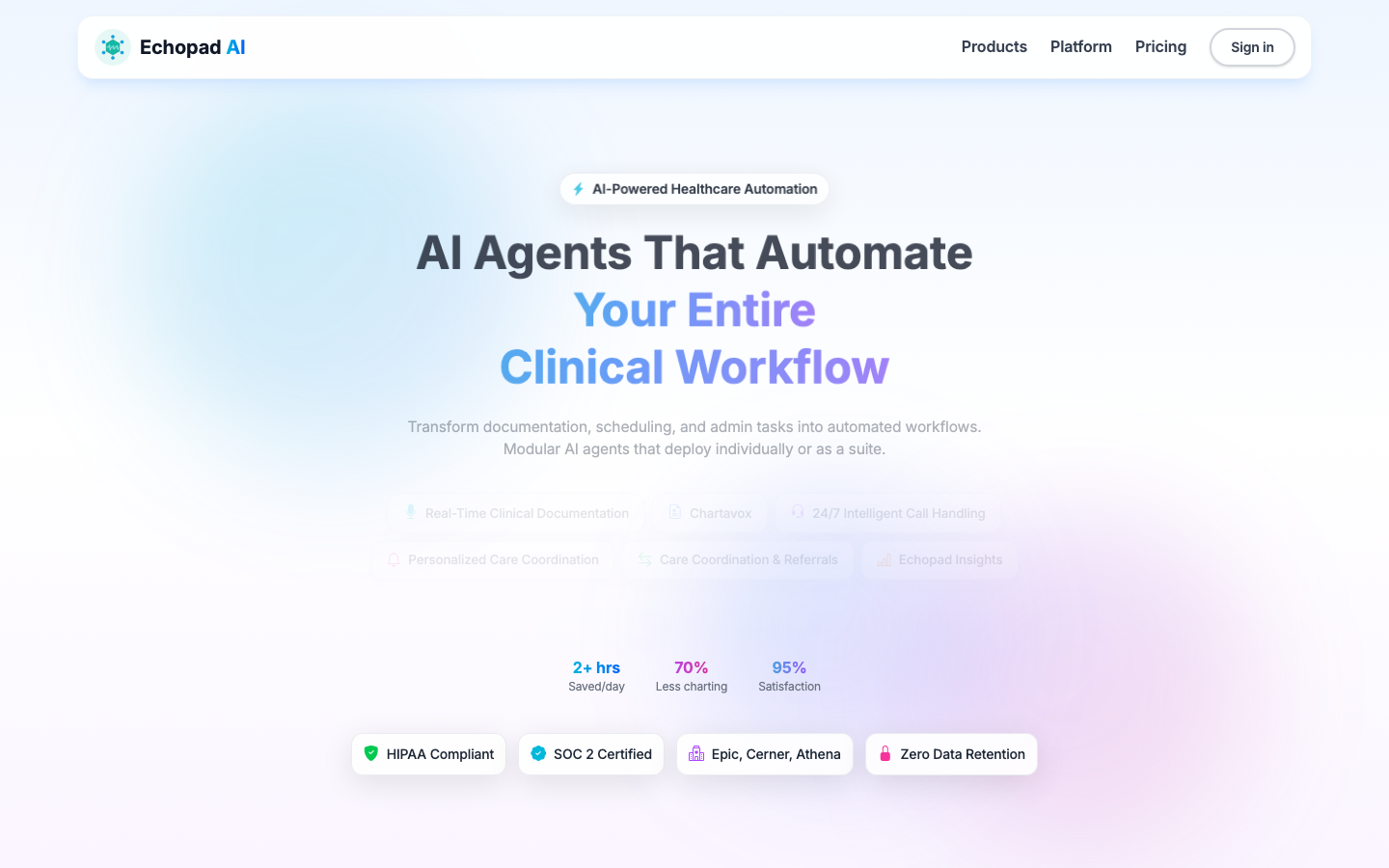 Echopad AI 首页截图