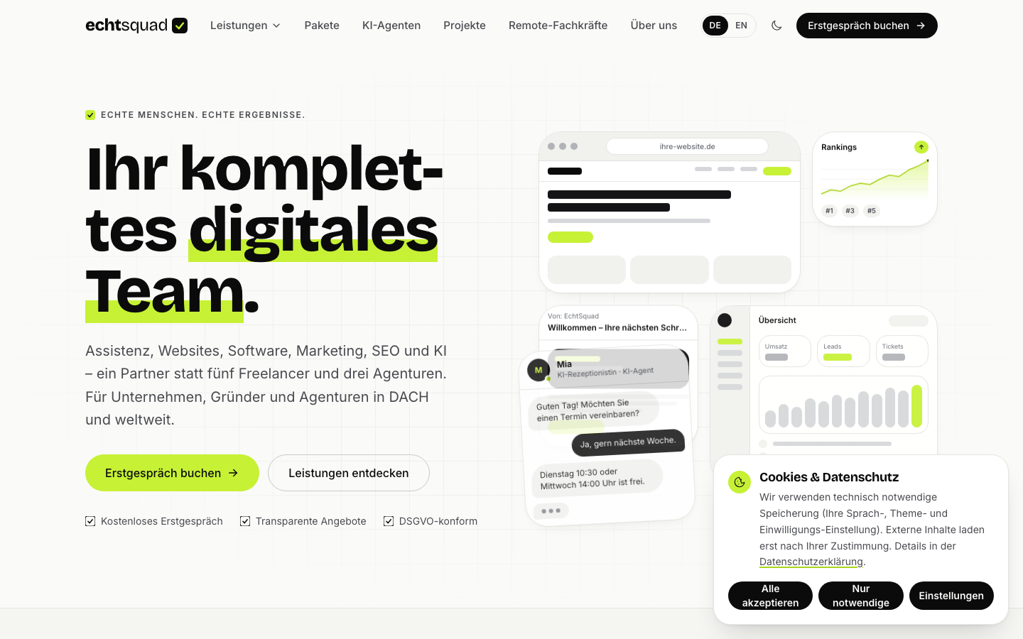 EchtSquad homepage screenshot