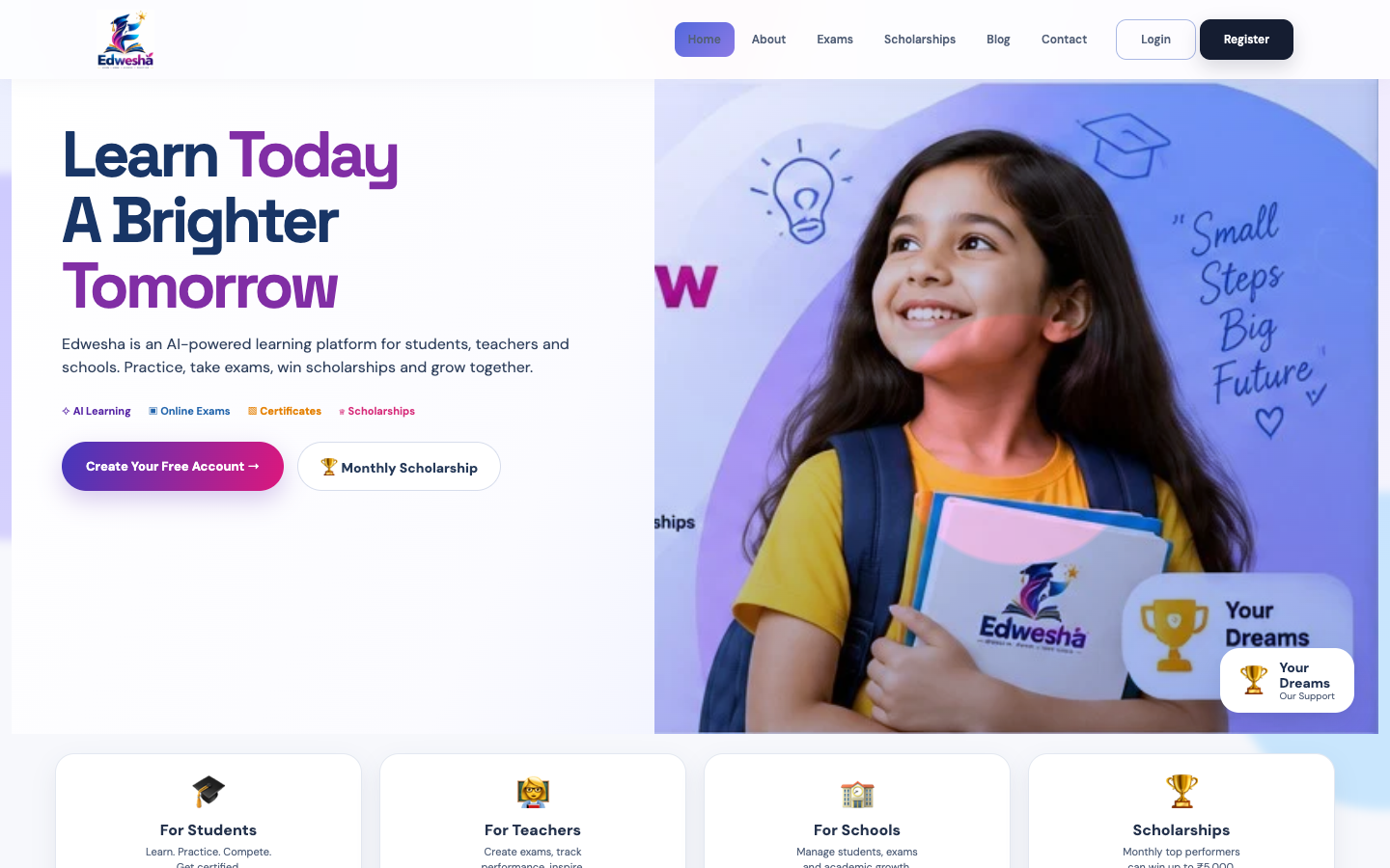Edwesha homepage screenshot
