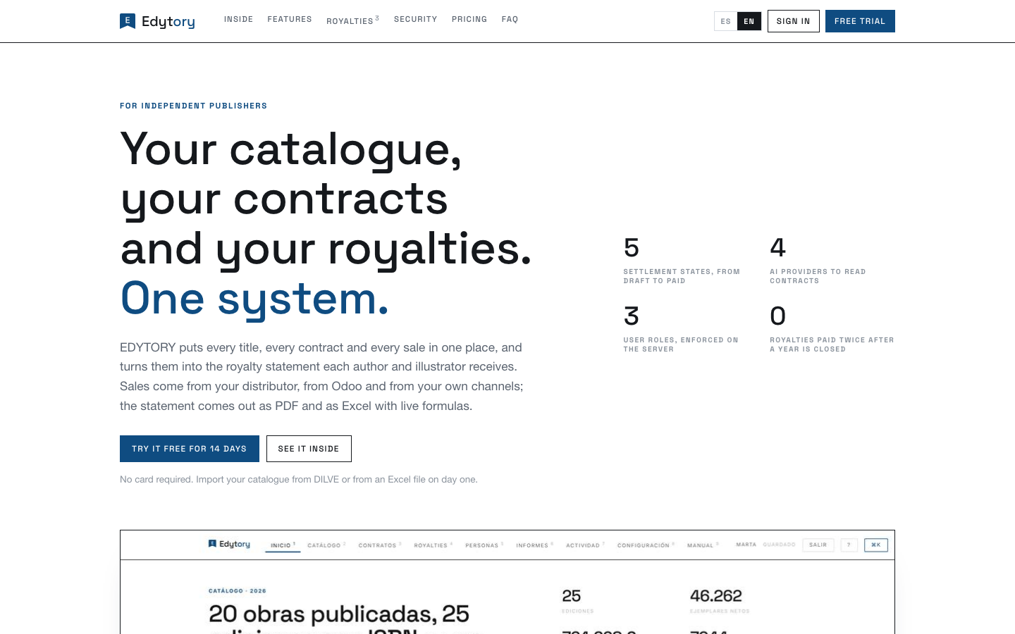 EDYTORY homepage screenshot