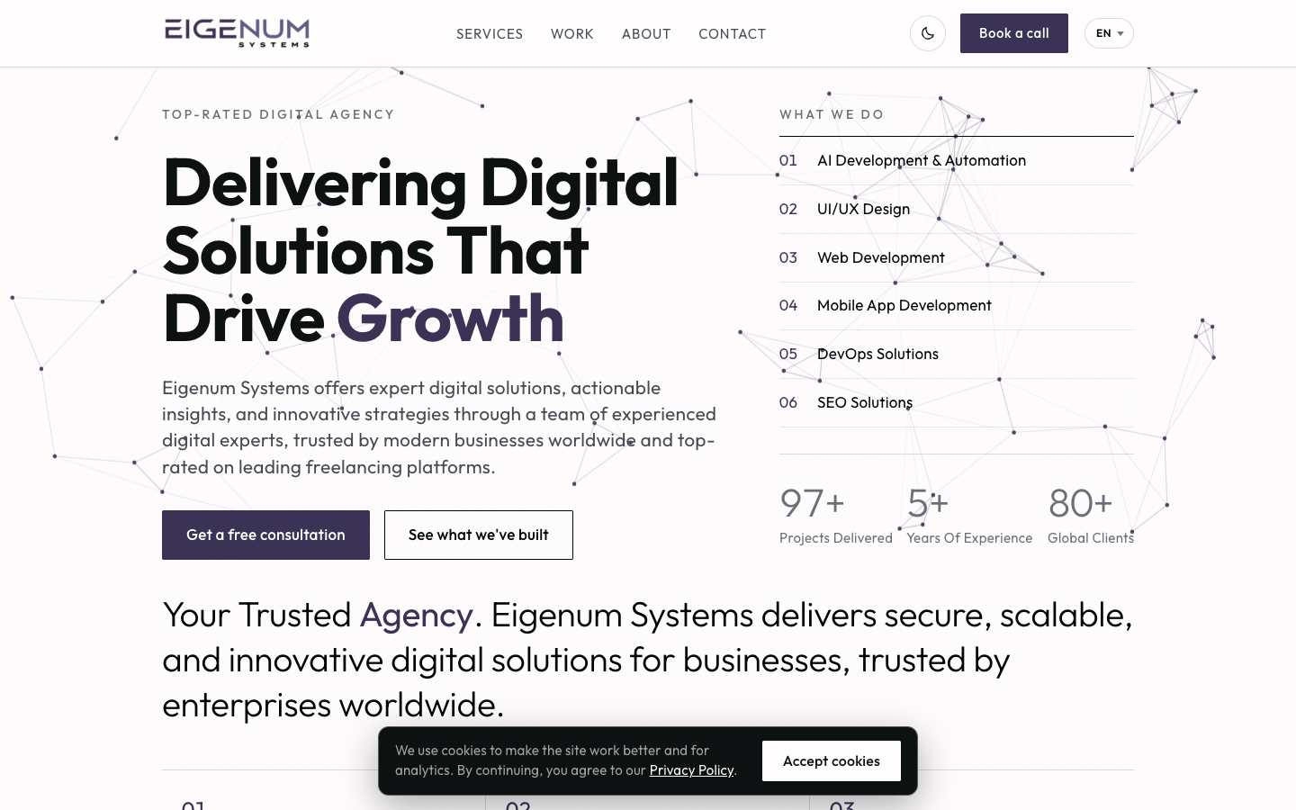 Eigenum Systems homepage screenshot