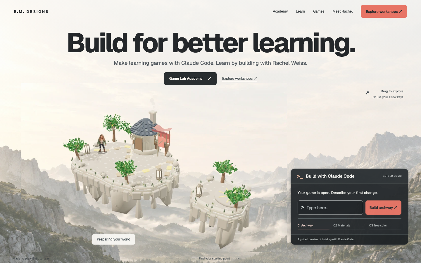 EM Designs homepage screenshot