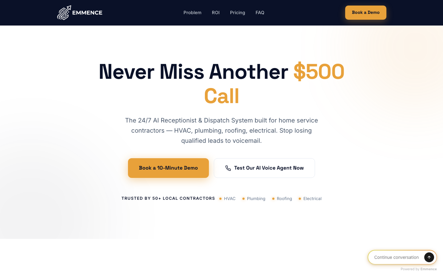 Emmence homepage screenshot