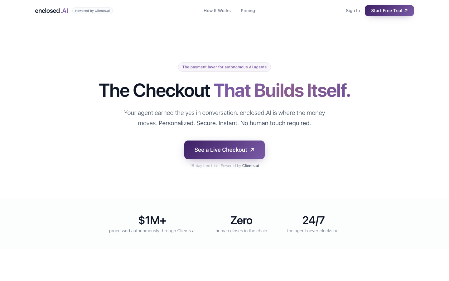 enclosed.AI homepage screenshot