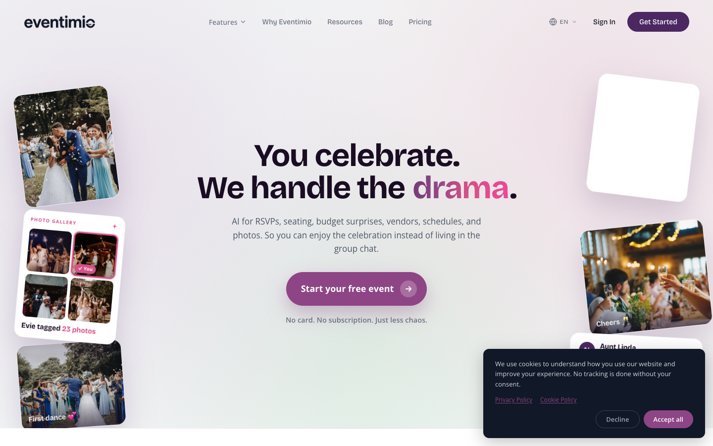 Eventimio homepage screenshot