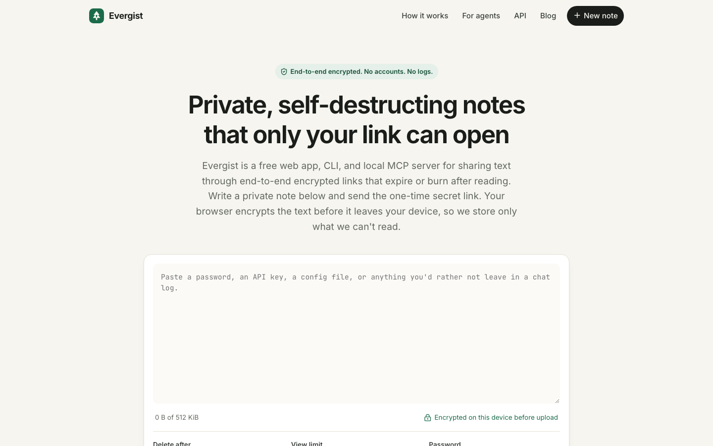 Evergist homepage screenshot