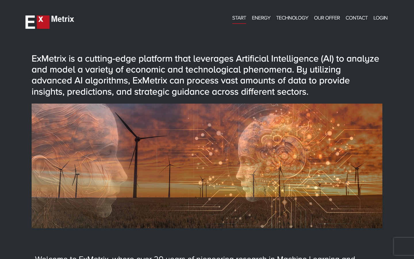 ExMetrix homepage screenshot