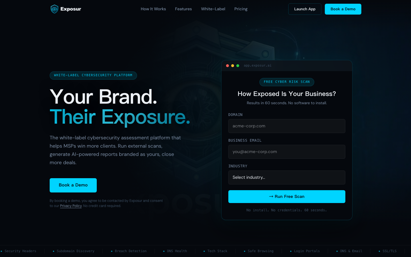 Exposur homepage screenshot