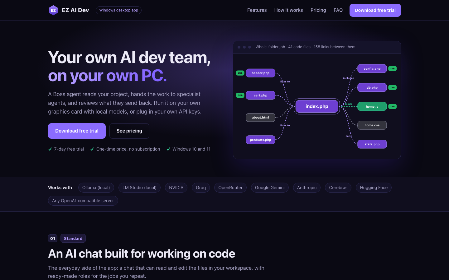 EZ AI Dev homepage screenshot