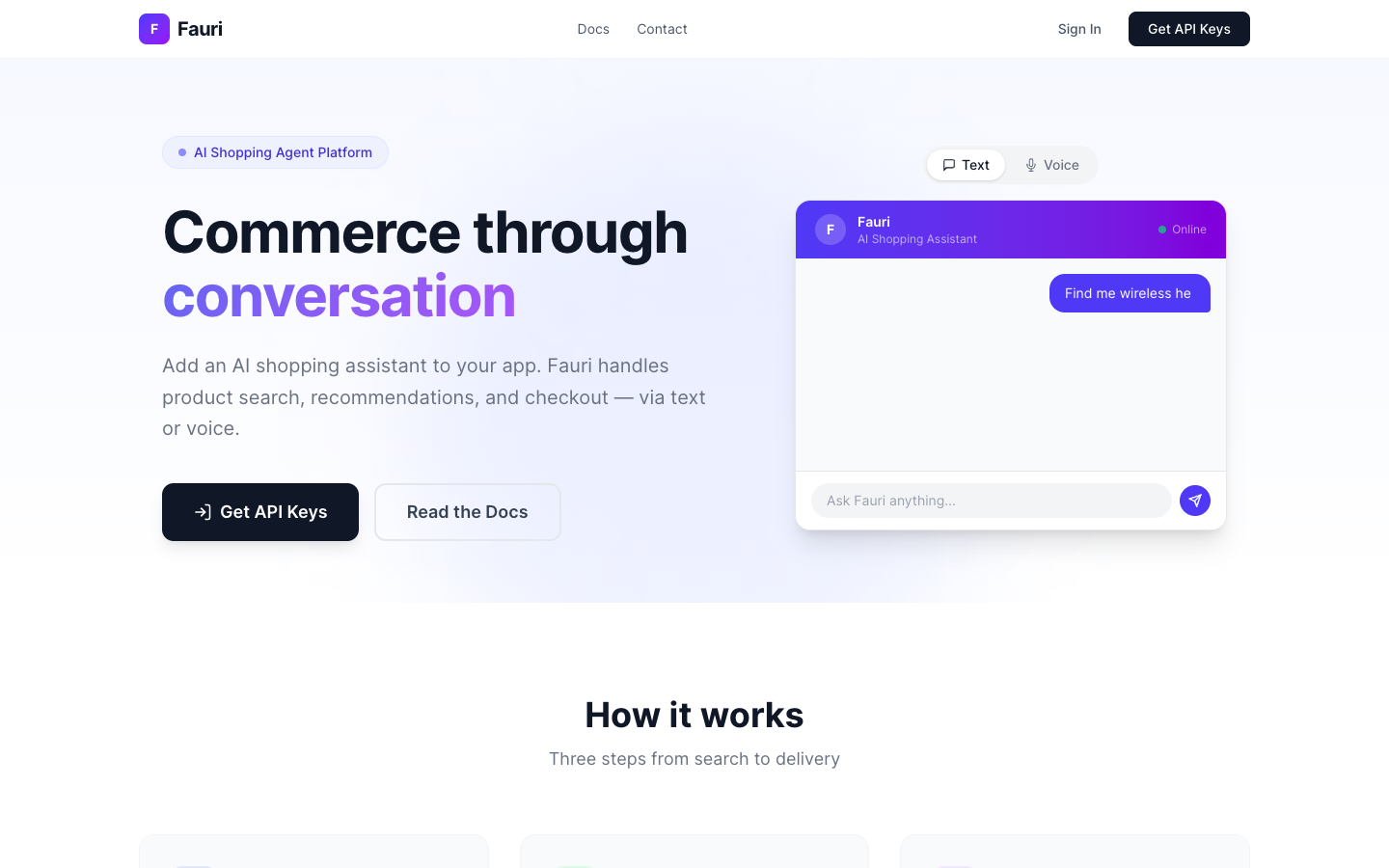 Fauri homepage screenshot