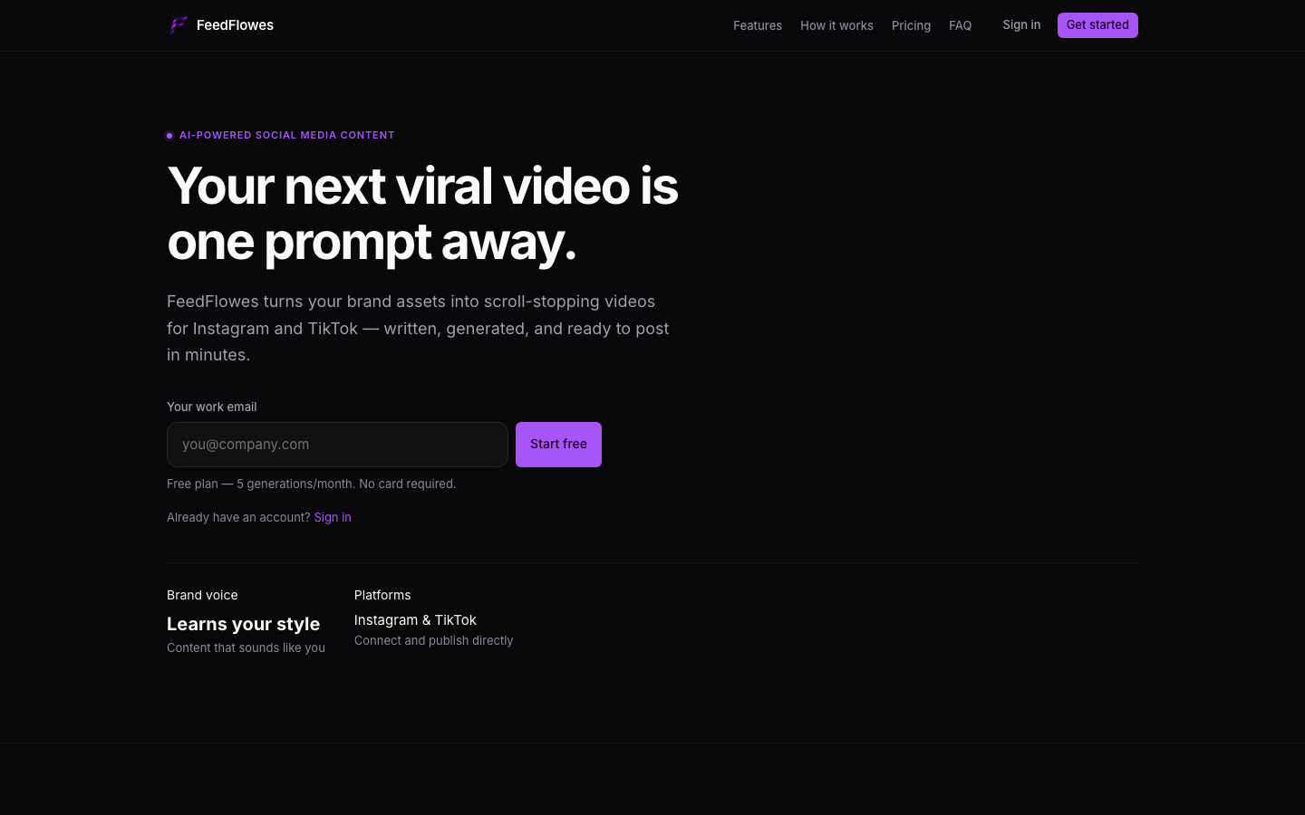 FeedFlowes homepage screenshot