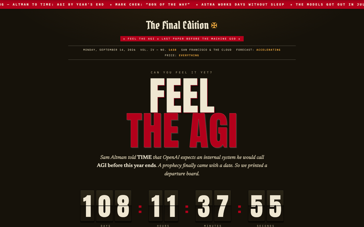 Feel the AGI homepage screenshot
