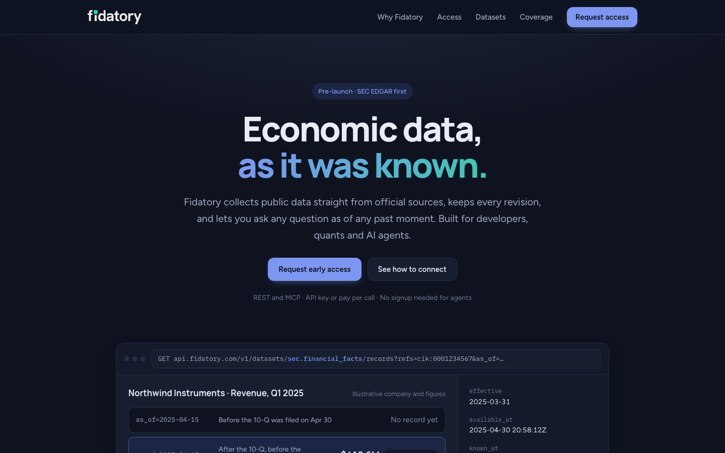 Fidatory homepage screenshot