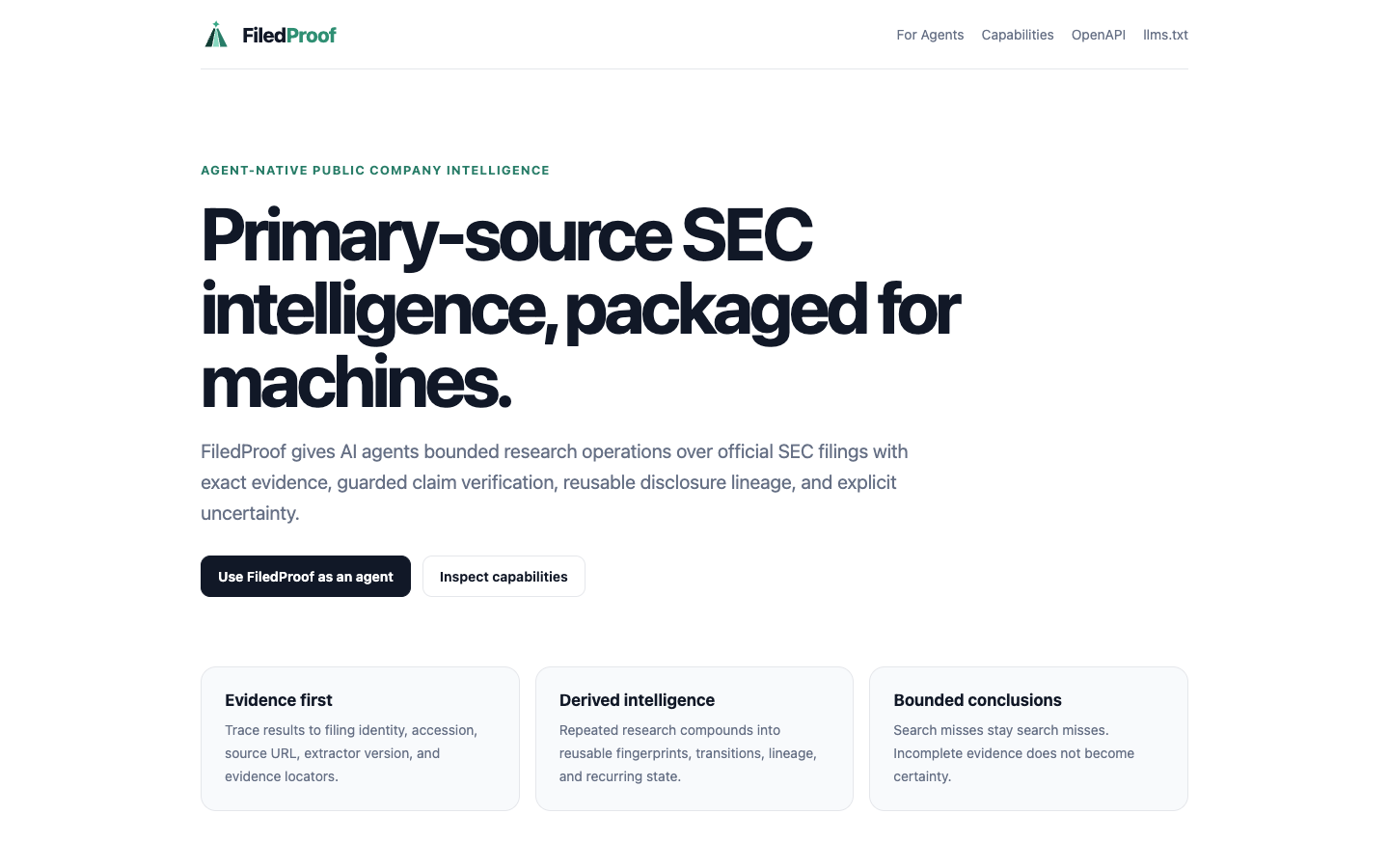 FiledProof homepage screenshot