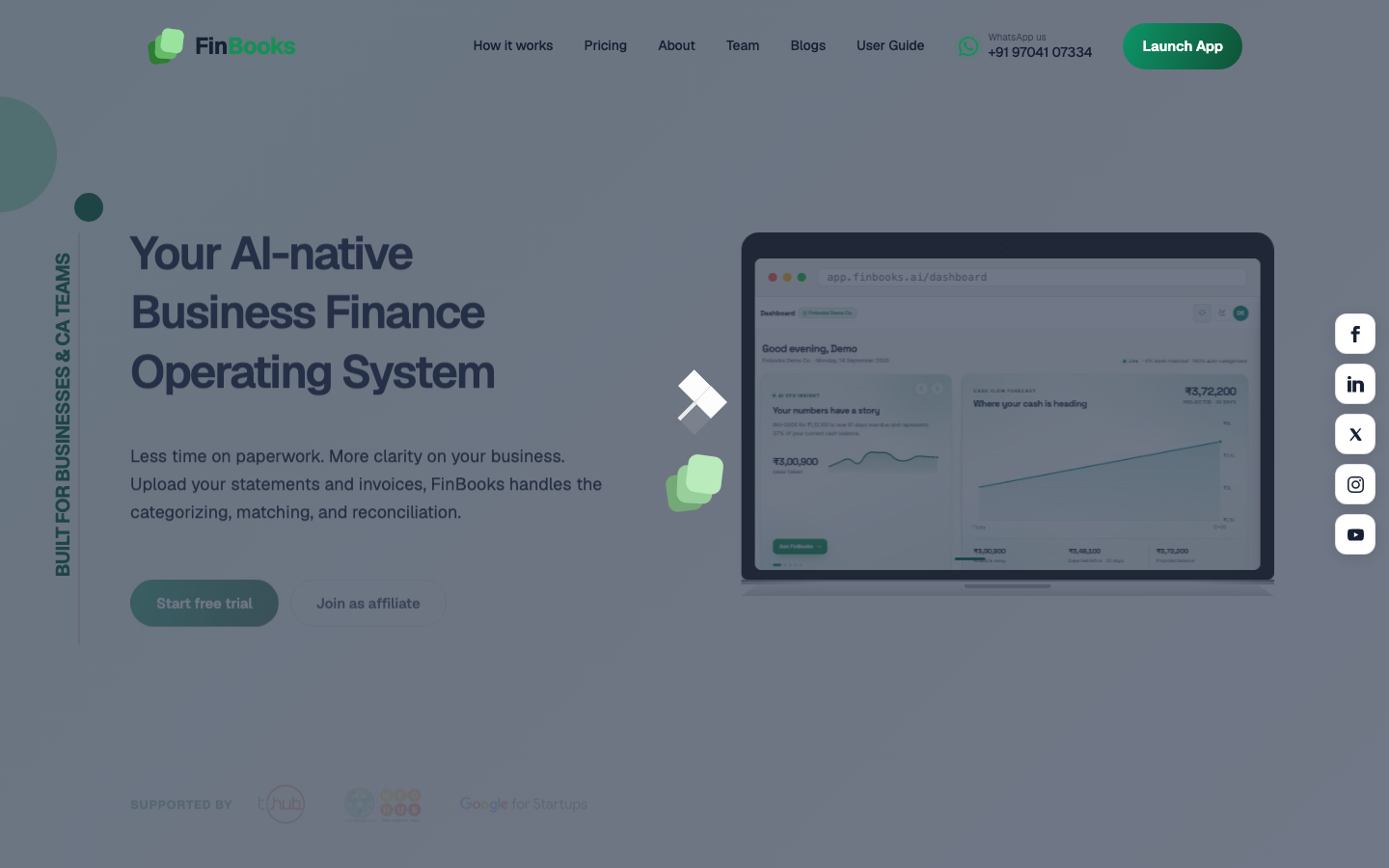 FinBooks homepage screenshot