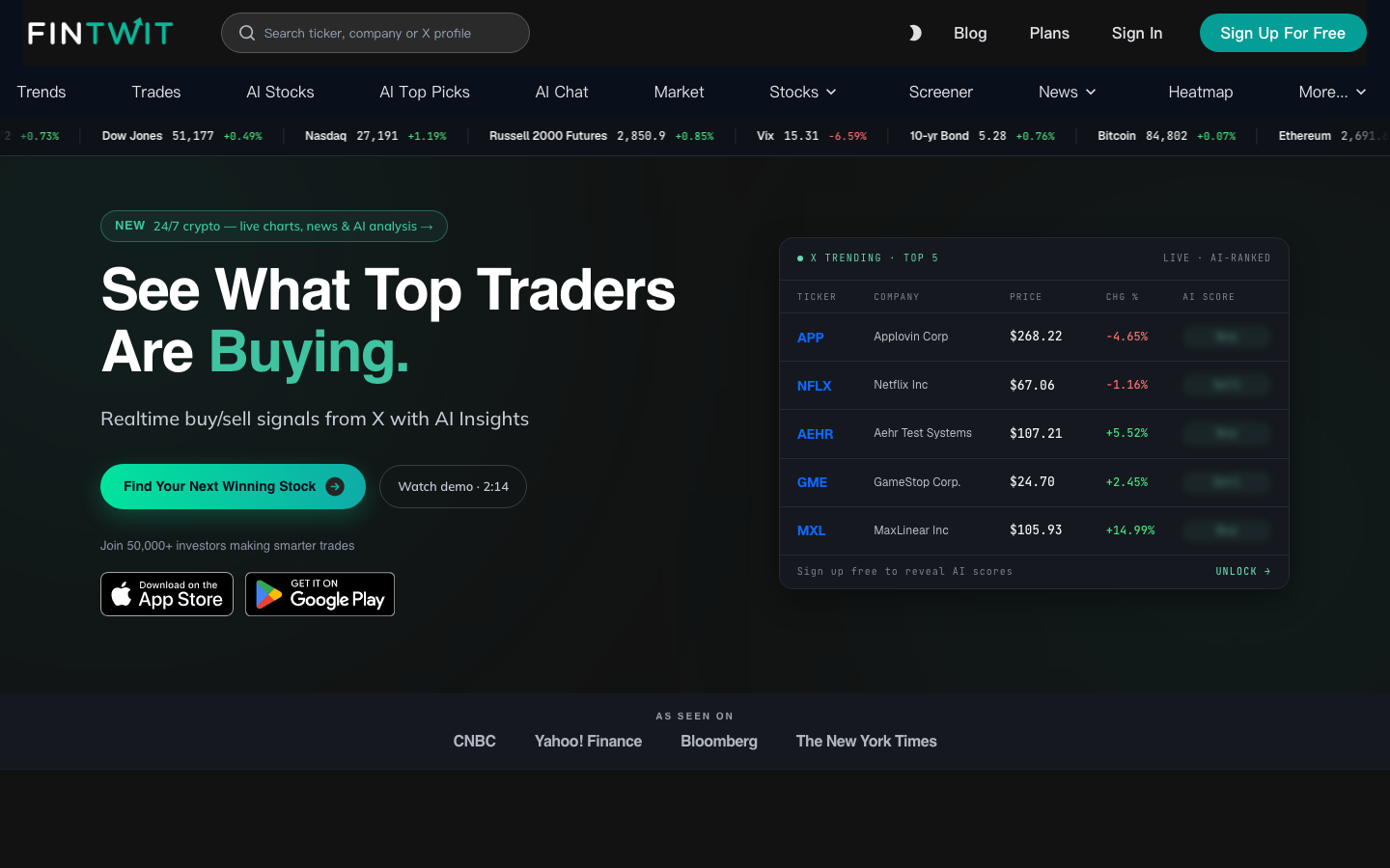 Fintwit homepage screenshot
