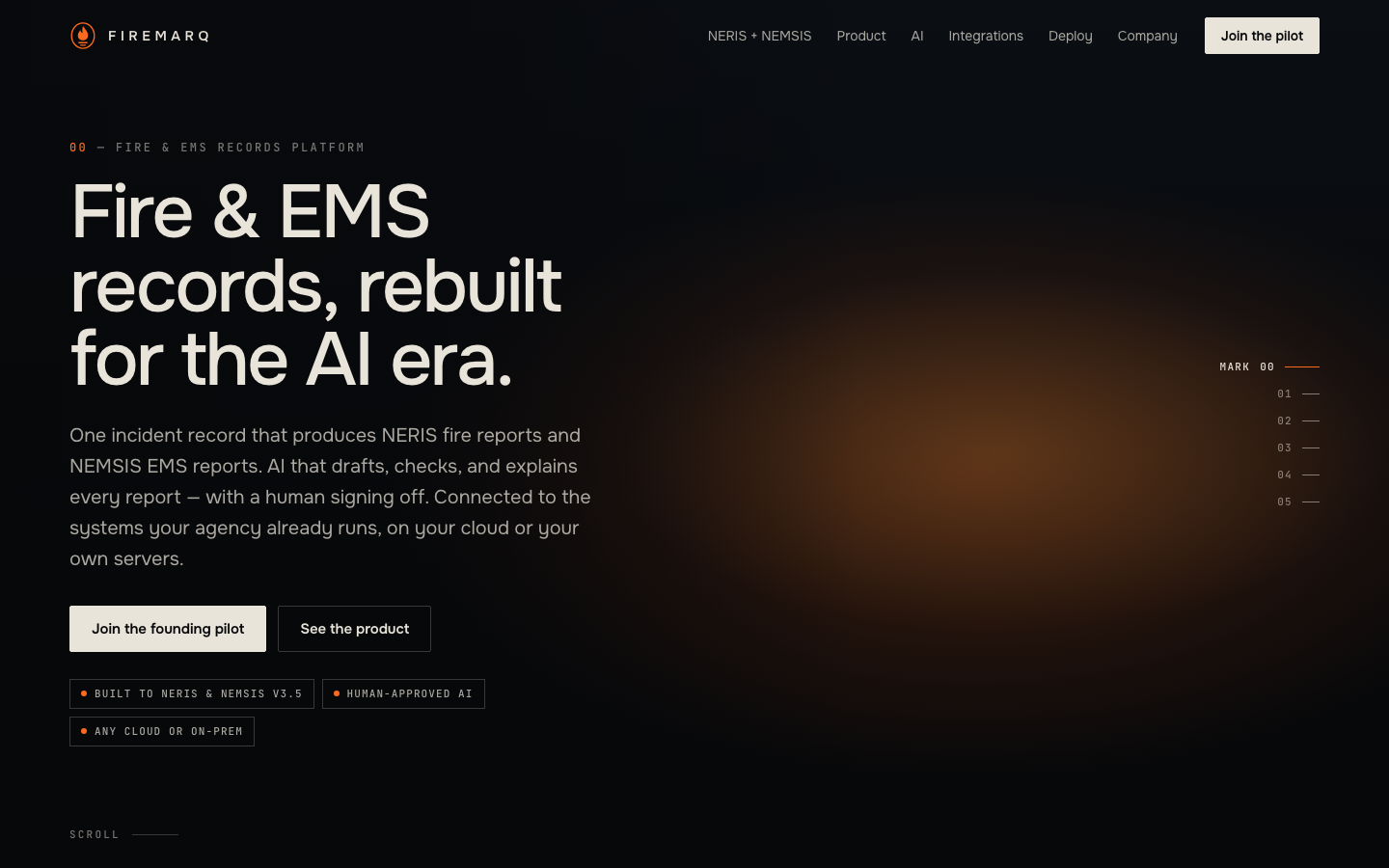 Firemarq homepage screenshot