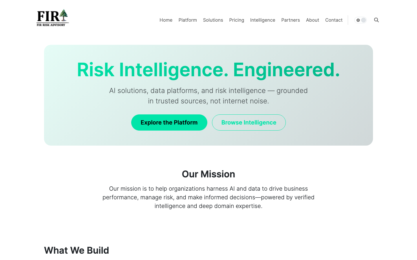 FIR Risk Advisory homepage screenshot