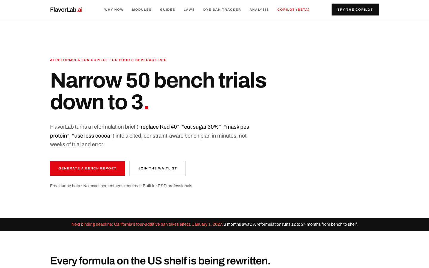 FlavorLab.ai homepage screenshot