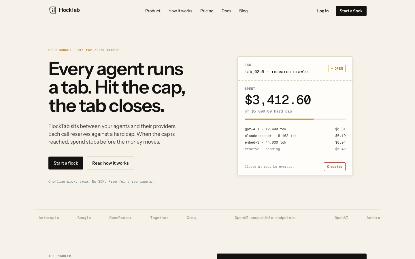 FlockTab homepage screenshot