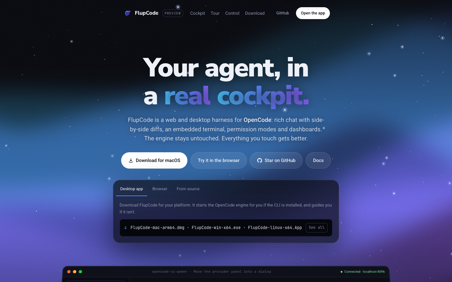 FlupCode homepage screenshot