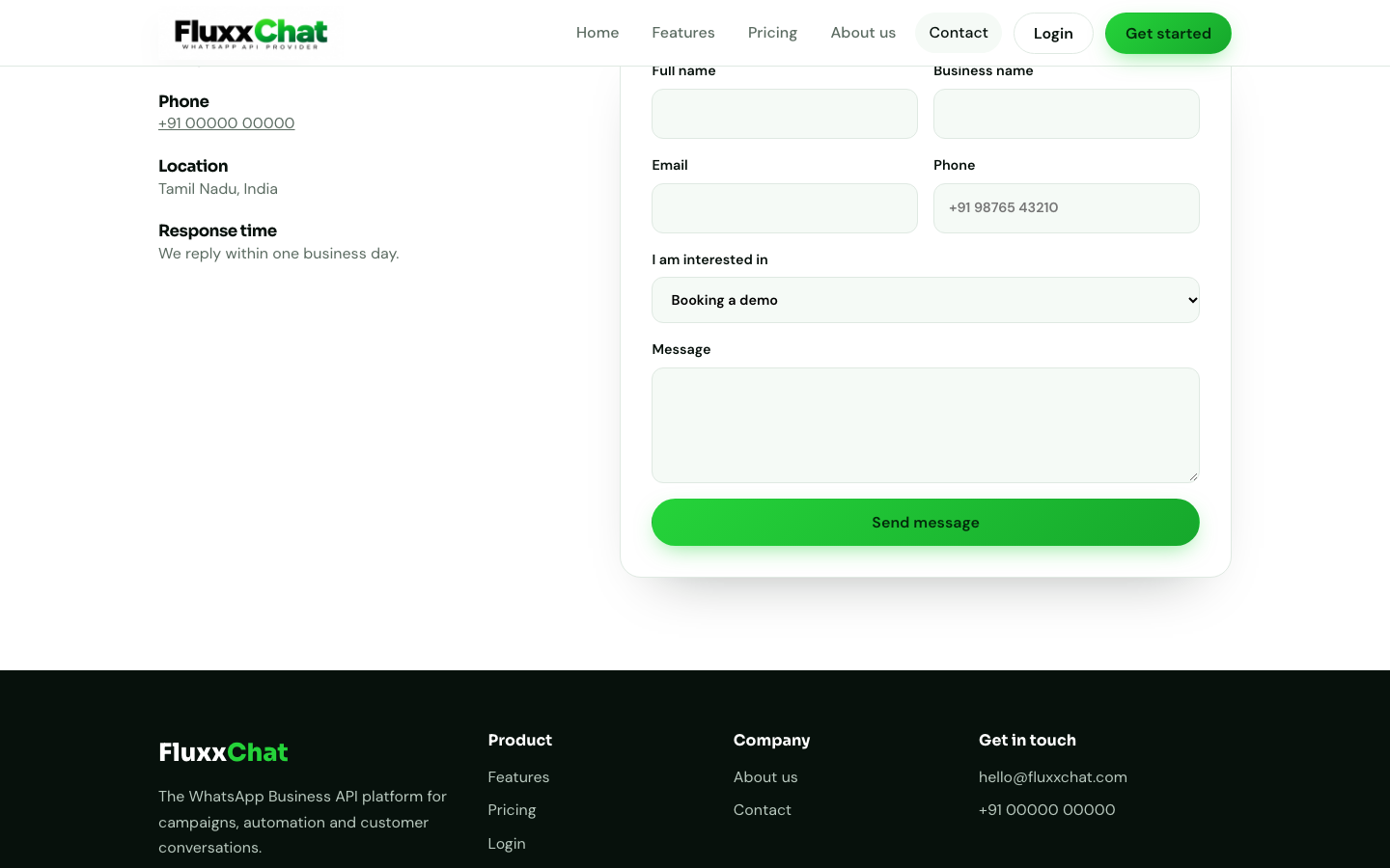 FluxxChat homepage screenshot