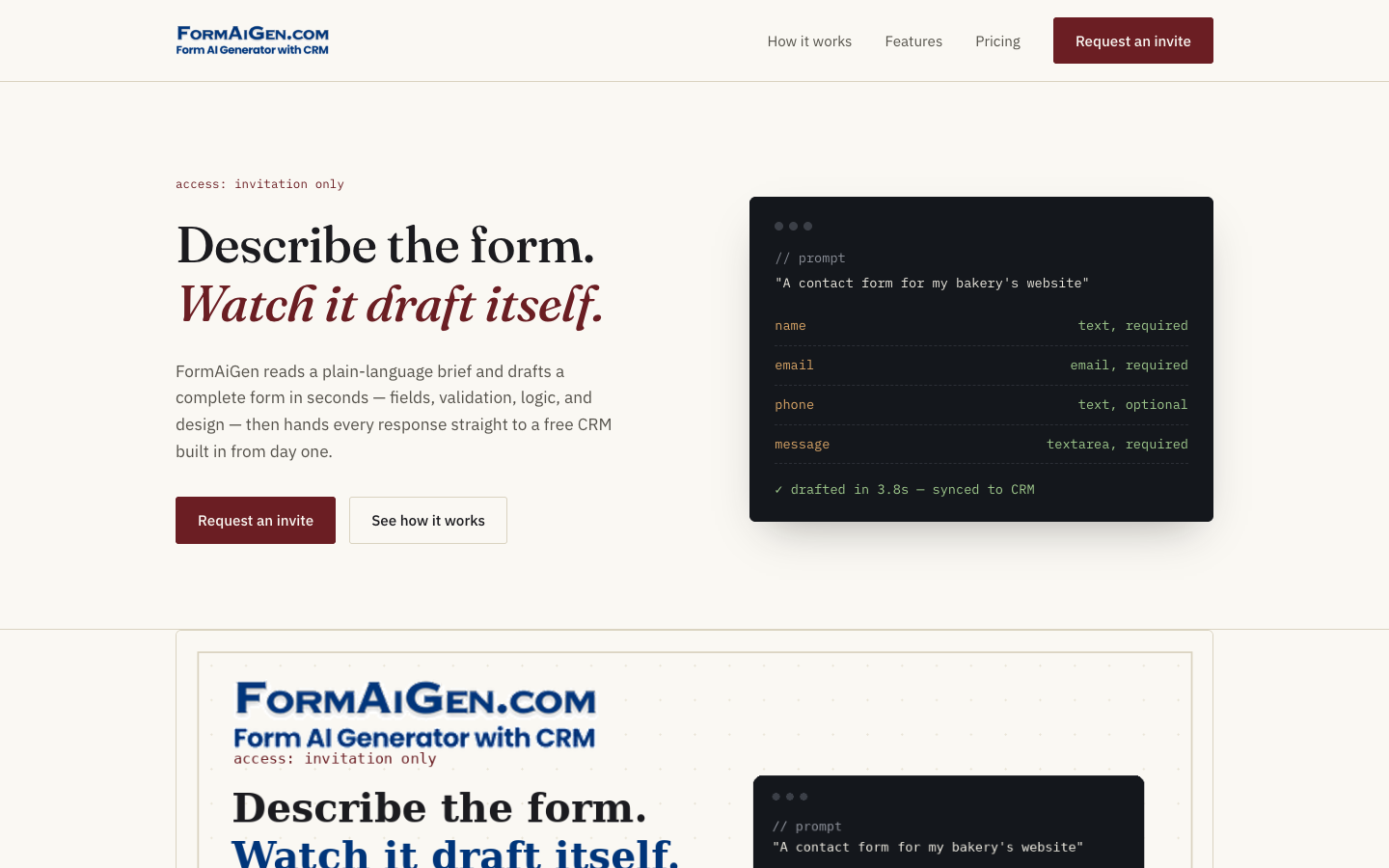 FormAiGen homepage screenshot