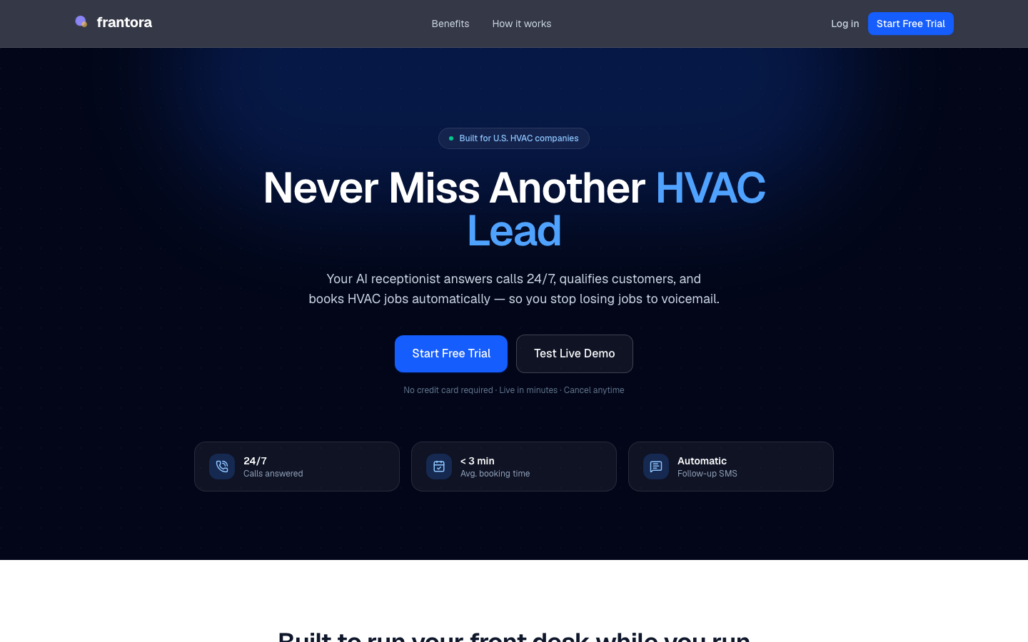 Frantora homepage screenshot
