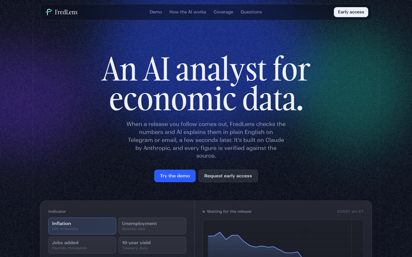 FredLens homepage screenshot