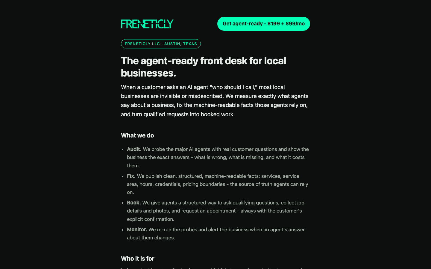 Freneticly homepage screenshot