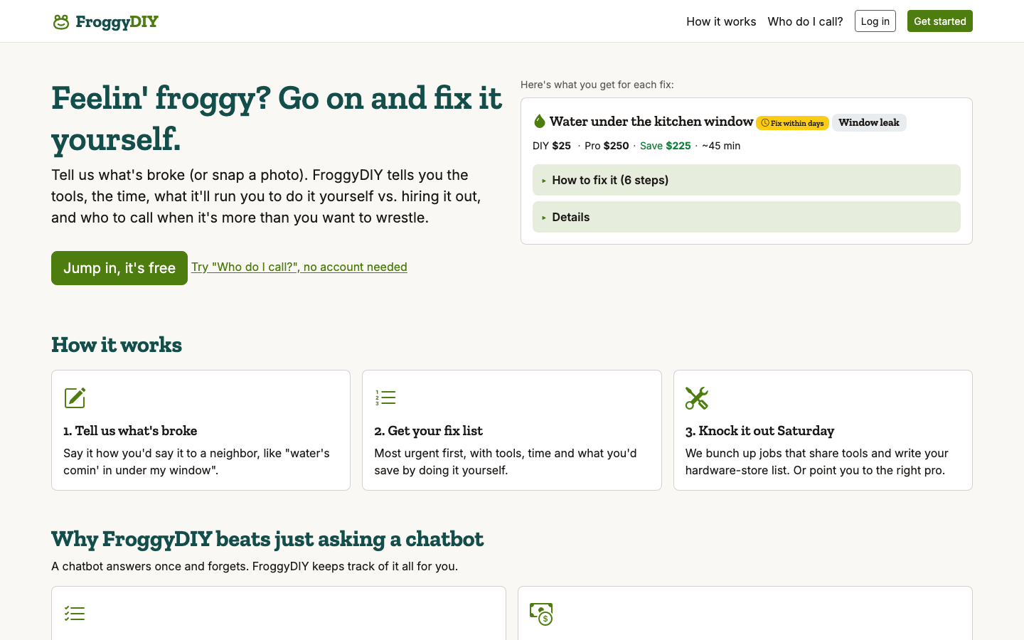 FroggyDIY homepage screenshot