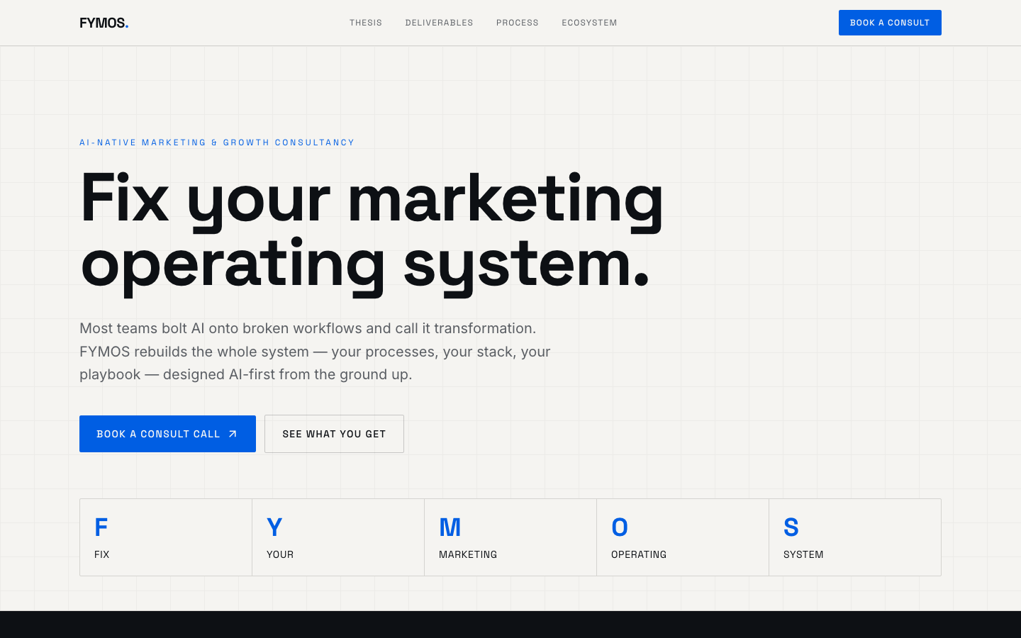 FYMOS homepage screenshot