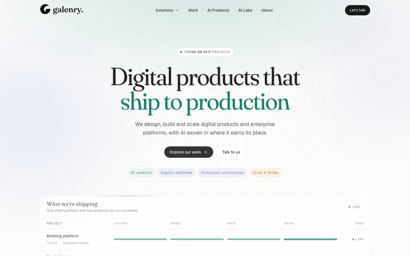 Galenry homepage screenshot
