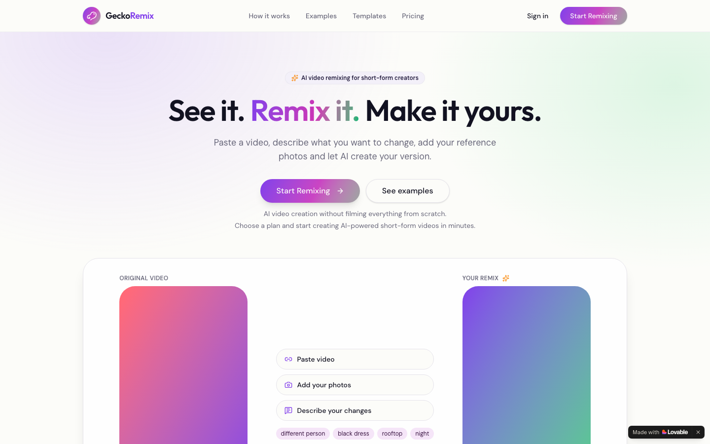 GeckoRemix homepage screenshot