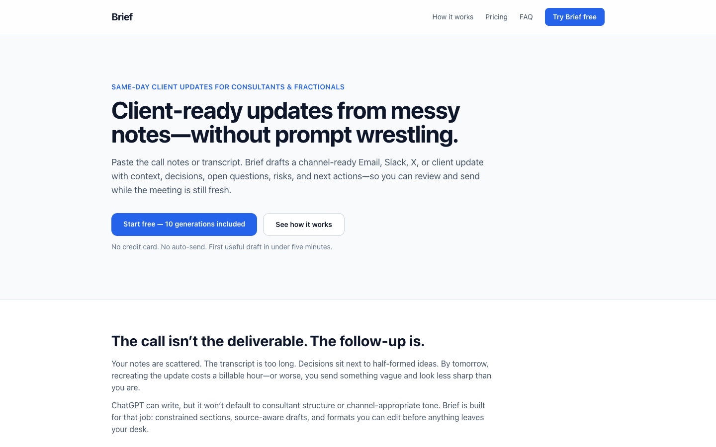 Brief homepage screenshot