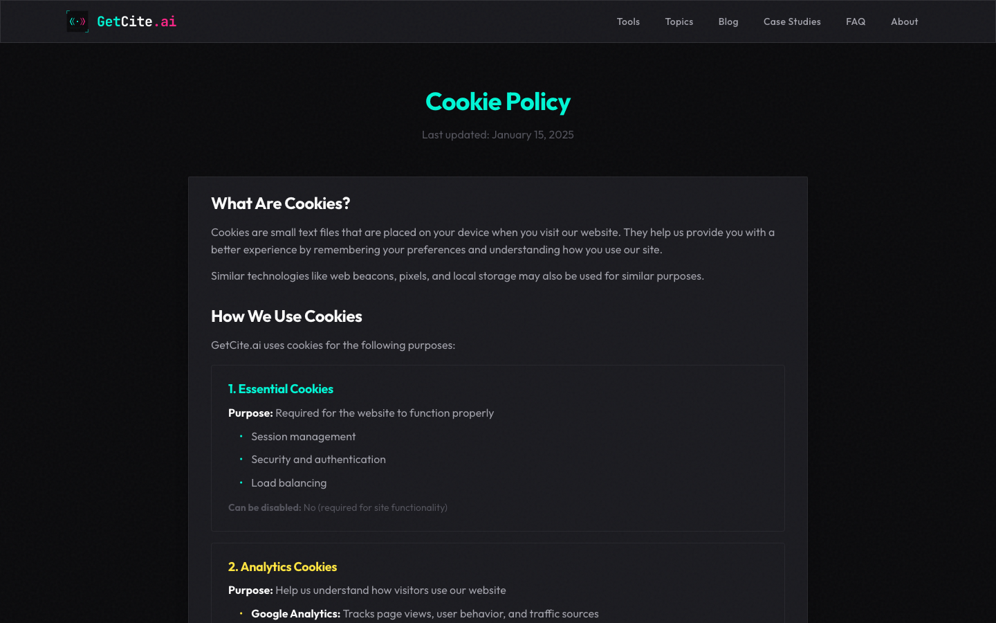 GetCite homepage screenshot