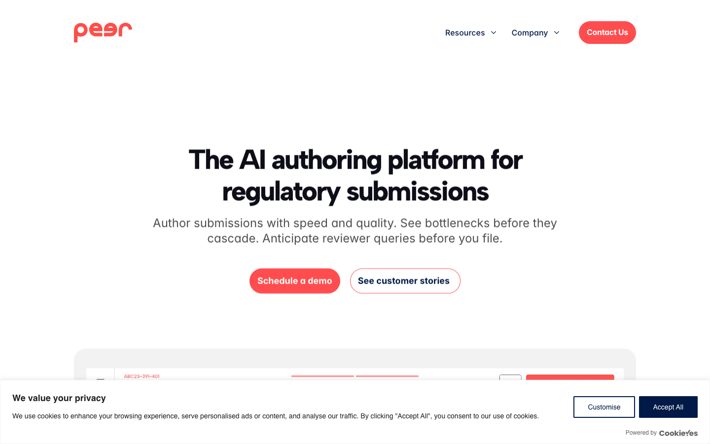 Peer AI homepage screenshot
