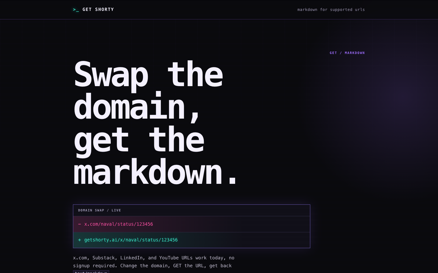 Get Shorty homepage screenshot