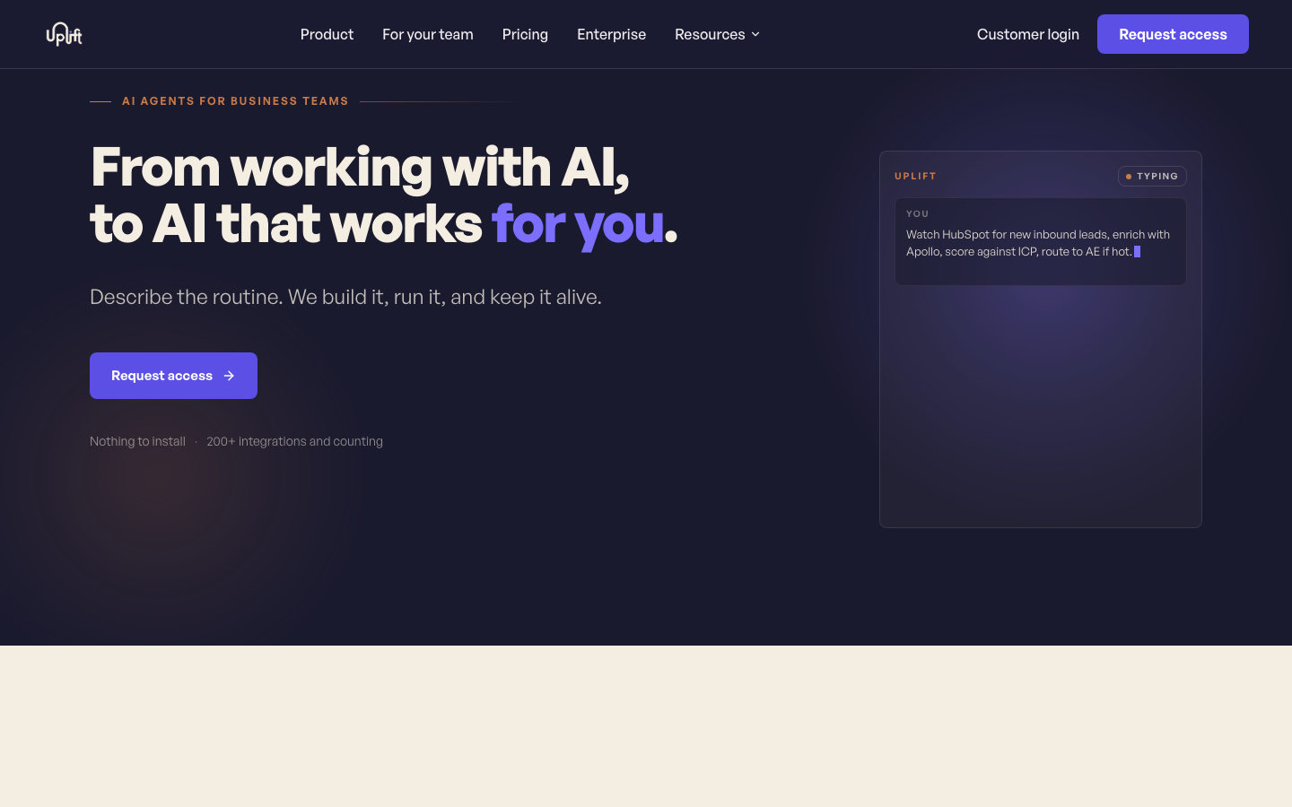 Uplift homepage screenshot